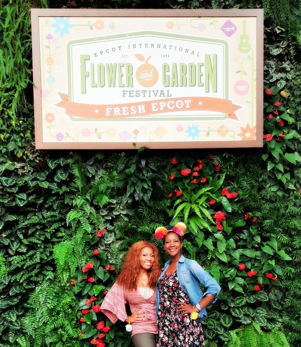 Zondra and A. Comeaux at the Epcot Flower and Garden Show, Walt Disney World.