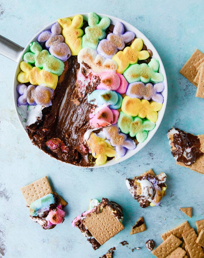 Chocolate Peanut Butter Peeps Skillet S’mores