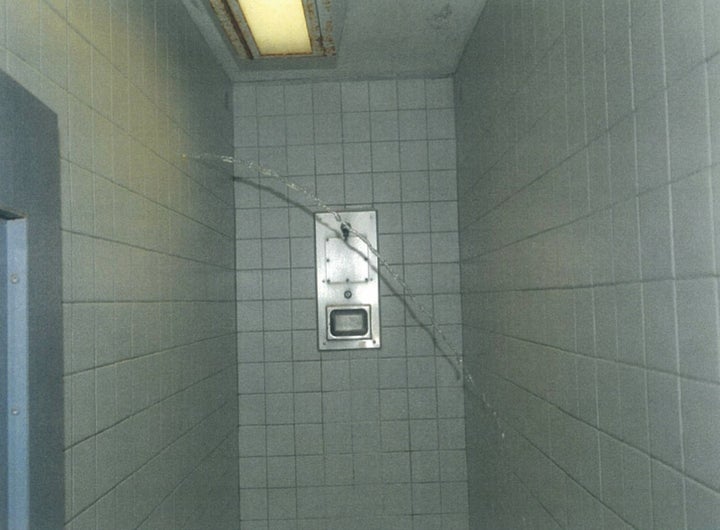 Water flows through the wall and into the shower where inmate Darren Rainey was found dead.