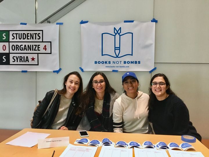 Members of Books Not Bombs helped establish a scholarship for displaced women at Barnard College.