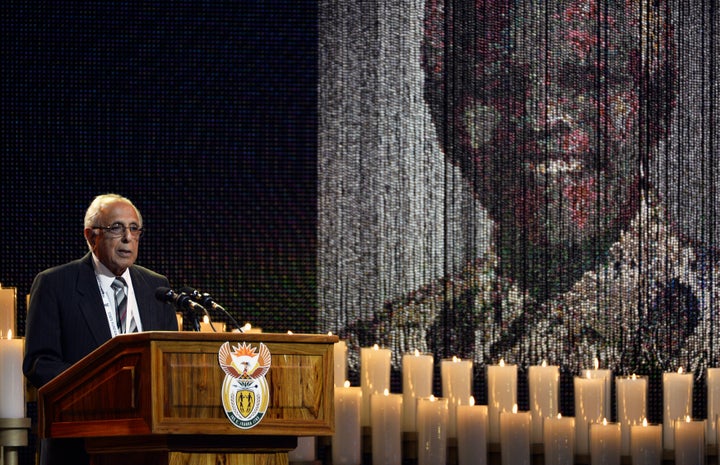 Kathrada spoke at the funeral of former South African President Nelson Mandela in 2013.