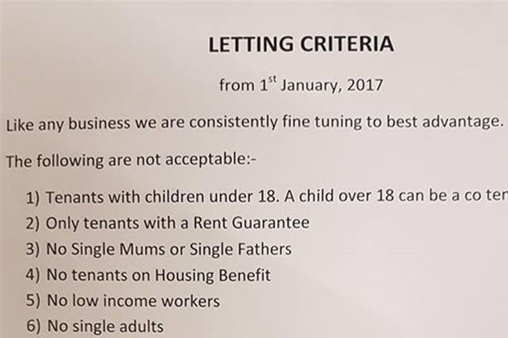 Wilson's list of tenants that should be turned away