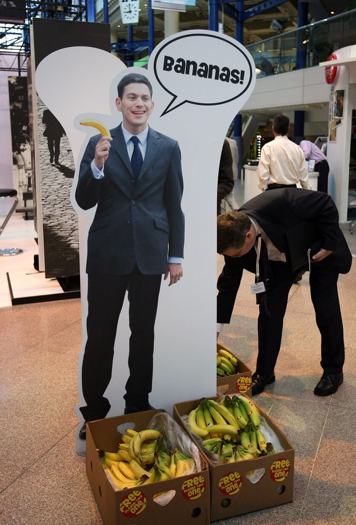 The Miliband bananas cutout in happier times: September 29, 2008 at the Tory conference in Birmingham