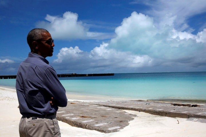 Obama at Turtle Beach at the Midway Atoll, Sept. 1, 2016.