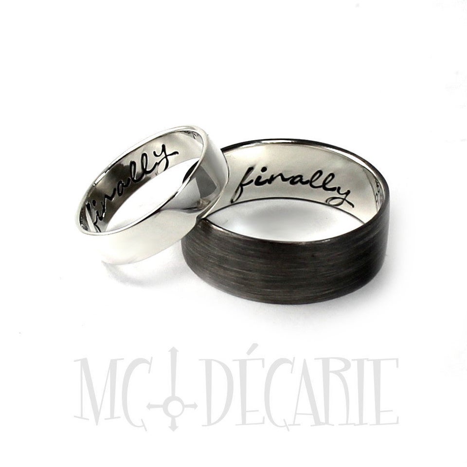 Funny wedding ring on sale engraving