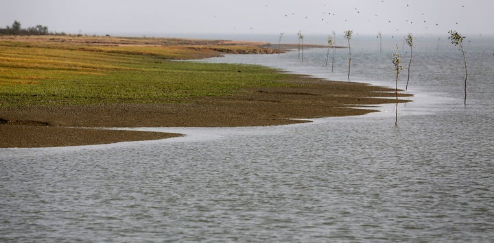 Thengar Char, a flood-prone island that rose from the sea just 11 years ago. The Bangladeshi government wants to relocate tho