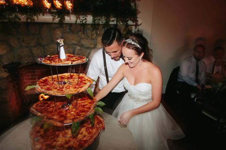 Pizza cake beats wedding cake any day. 