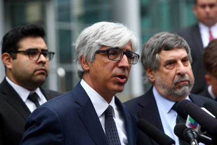 Lawyers for Dreamer Daniel Ramirez Medina address reporters on March 8, after a hearing in federal court where they argued for his release.