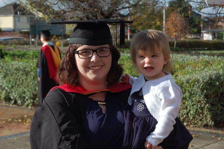 'I never would have imagined I would have been holding a baby at graduation.' 