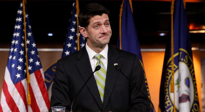 Republican House Speaker Paul Ryan holds a news conference after pulling the American Health Care Act bill to 'repeal and replace' the Affordable Care Act act, known as Obamacare.