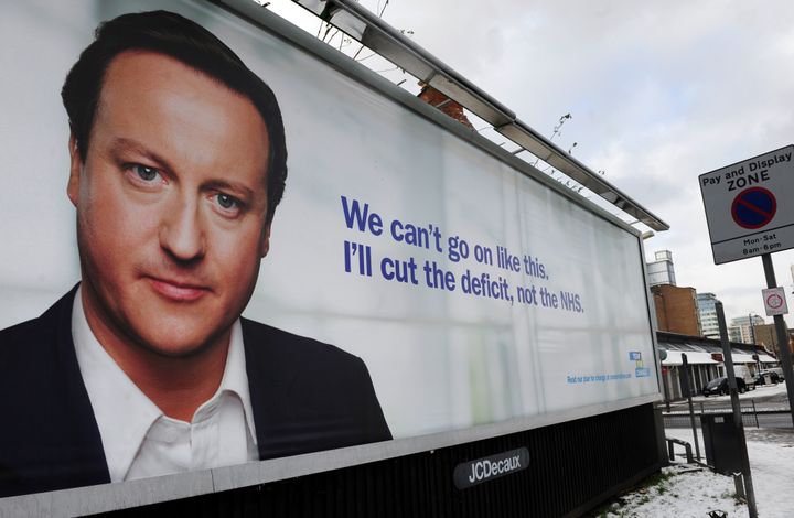 Conservative Party election slogan in 2010: "I'll cut the deficit, not the NHS".
