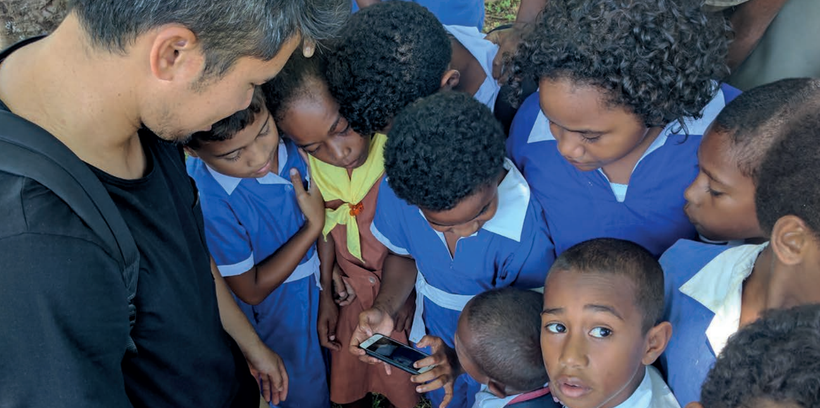 LAUNCH Legends innovator Tash Tan on the field in Fiji introducing students to AR (Augmented Reality)
