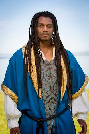 Former inmate Dameion Brown in costume as Othello for the Marin Shakespeare Company's 2016 performance of the play. Brown became involved in the company's Shakespeare for Social Justice program while in prison. 