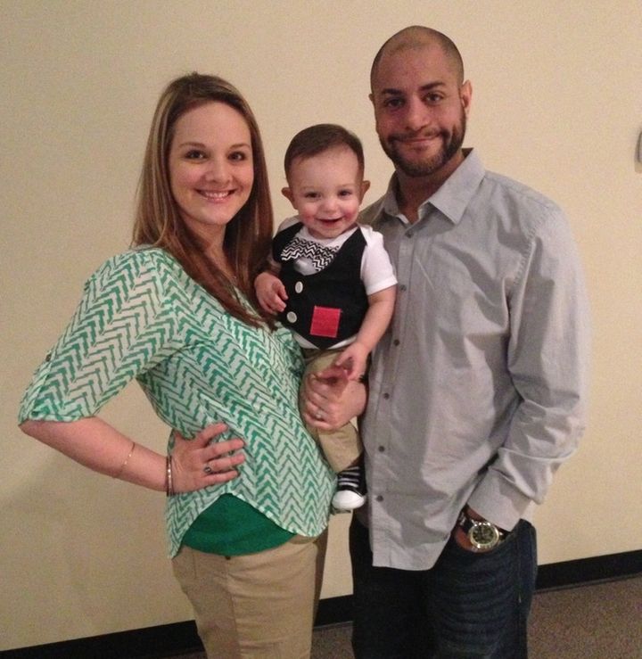 <p>Sarah and Joel, with their son Milo, in a photo taken 3 months before Joel’s death.</p>