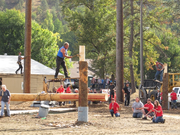 Springboard ax event at the Orofino Lumberjack Days festival