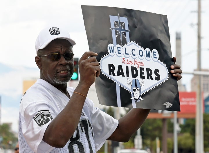 Of the 32 NFL owners, 31 voted to allow the Raiders to leave Oakland for Las Vegas, and fans gathered Monday on the Las Vegas Strip to celebrate the decision.