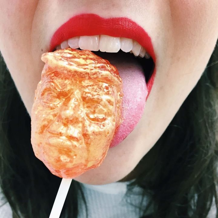 The limited edition "Trump sucks" lollipops.
