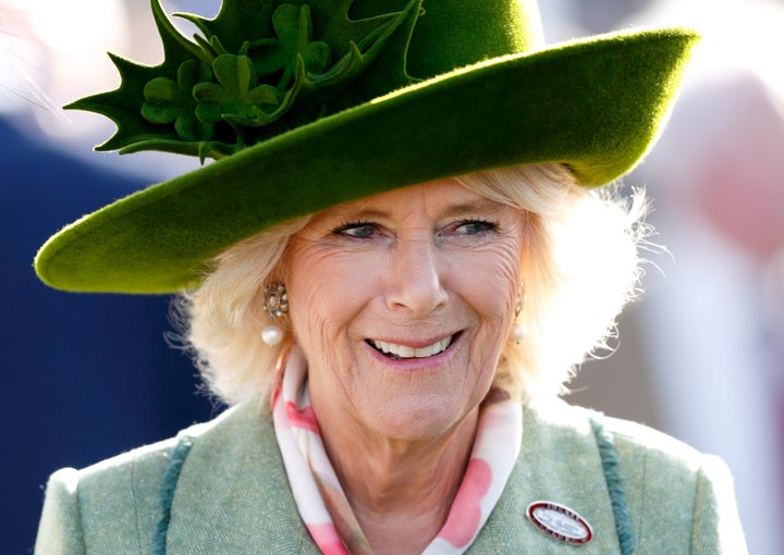 Camilla, Duchess of Cornwall attends "Ladies Day" of the Cheltenham Festival at Cheltenham Racecourse on March 15 in Cheltenham, England.