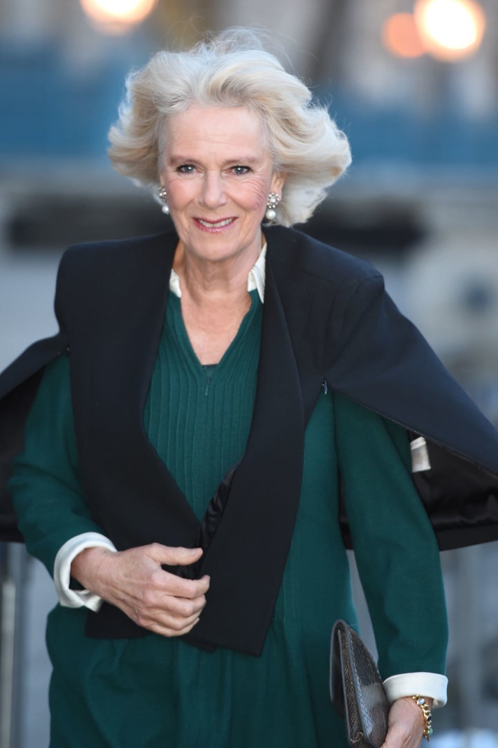 Camilla arrives to attend the U.K. CEO Cook Off in support of U.K. Harvest and the Jamie Oliver Food Foundation in London on March 21.