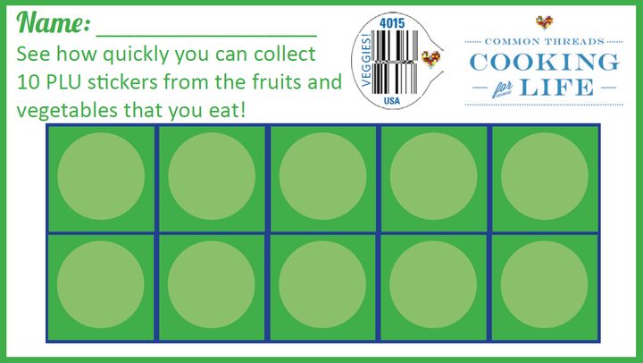 <p><em>Peel the PLU sticker off every fruit and vegetable you buy at the grocery and see who can collect the most in your family! </em></p>