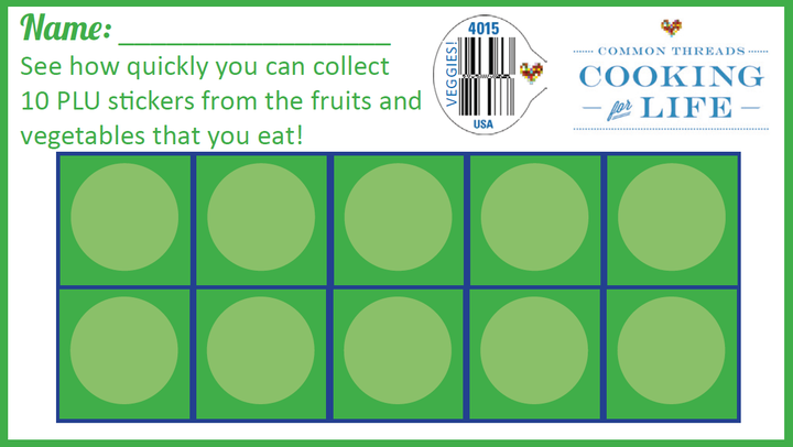 <p><em>Peel the PLU sticker off every fruit and vegetable you buy at the grocery and see who can collect the most in your family! </em></p>