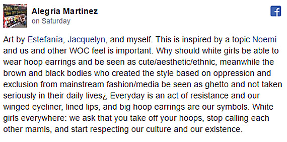Alegria Martinez posts on her Facebook about the graffiti in question