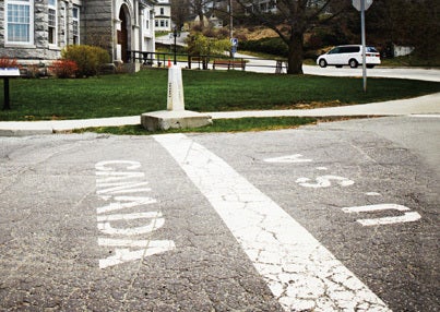 The US-Canada border in Derby Line, Vermont.