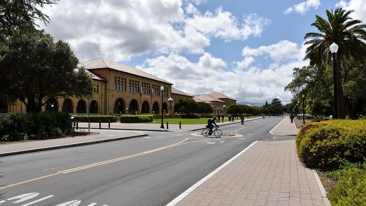 Outside the main quad at Stanford University in Palo Alto, Calif.