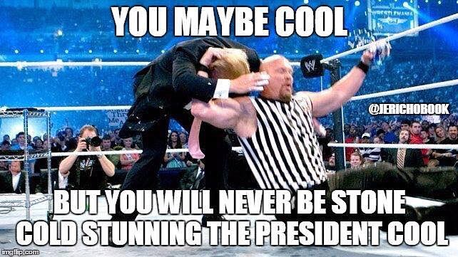 Donald Trump getting the Stone Cold Stunner