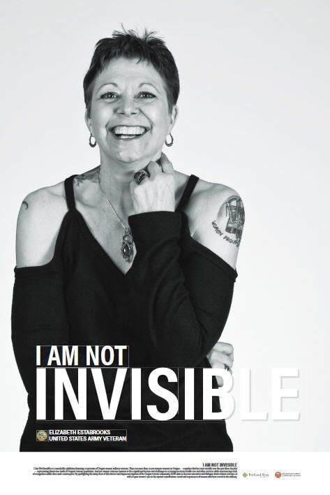 Oregon state Women Veterans Coordinator Elizabeth Ann Estabrooks, Army veteran. From the “I Am Not Invisible” project.