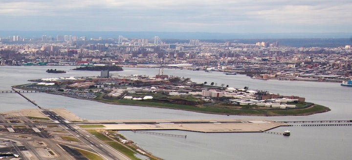 Rikers Island is seen in an aerial photograph taken in New York on Oct. 31, 2012.