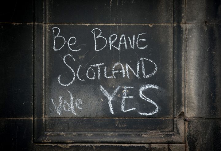 Graffiti written on a wall in support of the Yes vote ahead of the 2014 vote.