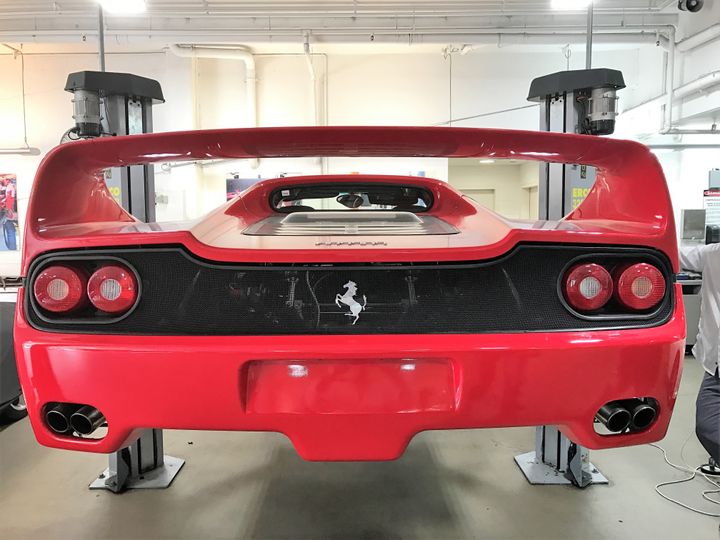 The rear of the Ferrari F50