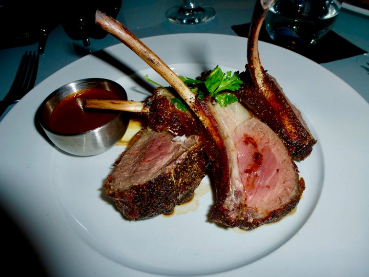 Order the exquisite Colorado Rack of Lamb. Meaty, moist and thick chops sparingly seasoned to perfection.