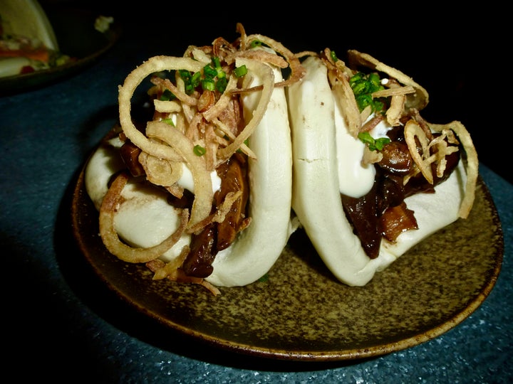 Test the Baos (steamed, filled soft Chinese buns shaped like a pillowed taco) and try the Shitake.