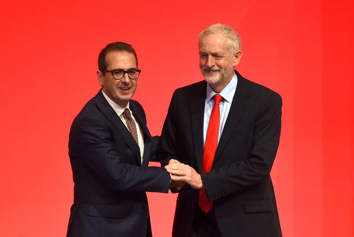 Defeated leadership challenger Owen Smith and Jeremy Corbyn