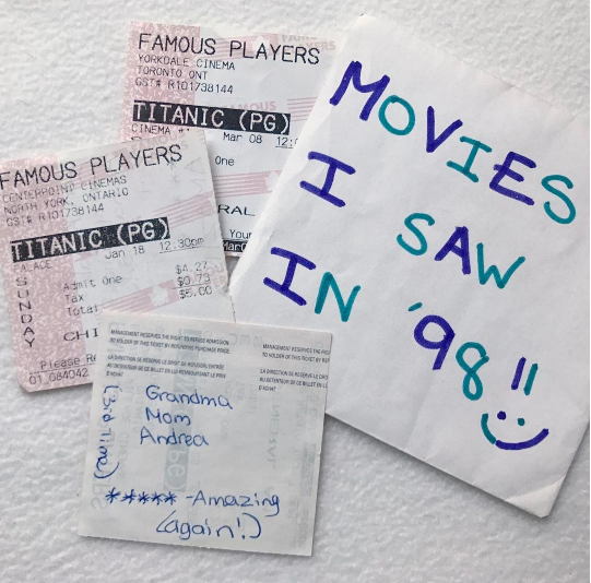 “The capsule is rich with obsessive documentation, like each movie ticket, saved with a rating system and details of my