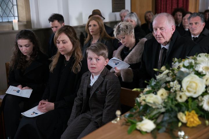 Ashley's loved ones gather in the church 