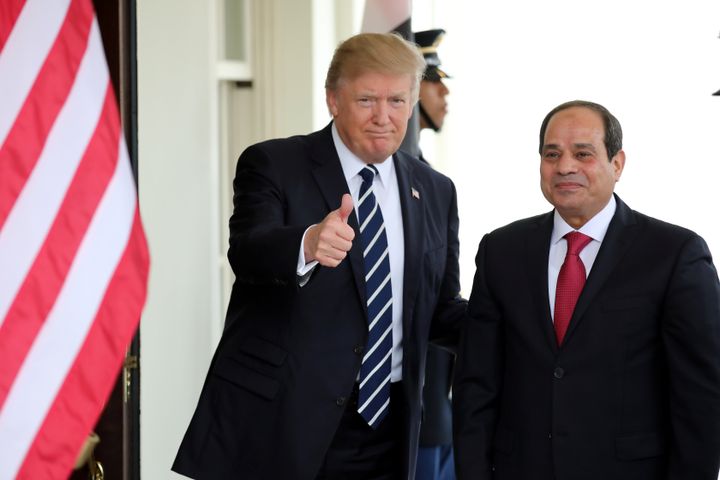 U.S. President Donald Trump welcomes Egypt's President Abdel Fattah al-Sisi at the White House. 
