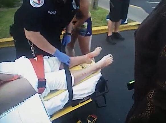 A 17-year-old girl was treated for injuries to her legs after being bitten by a shark off Florida's panhandle on Sunday.