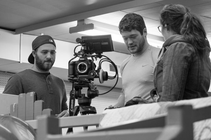 Left to right: Eric, Nick, Mary on location for Reincarnation. Photo by Kurt Anno.