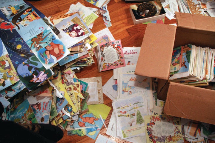 <p>Deconstructed pages of vintage Little Golden Books for creation of the “Golden Book Gown”</p>