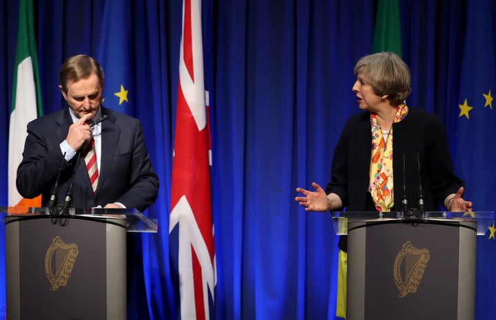 <strong>May with Taoiseach Enda Kenny in Dublin</strong>