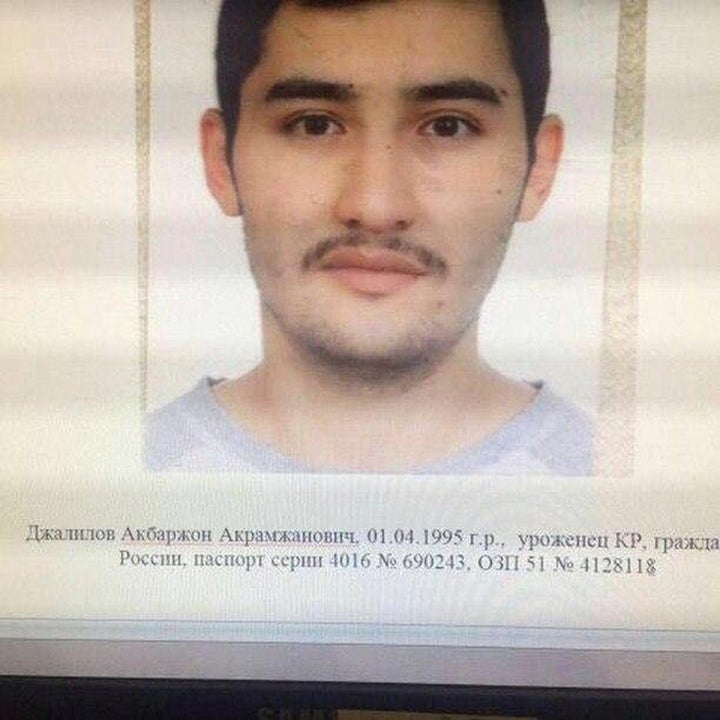 Suspect Akbarzhon Jalilov is shown in this police handout photo, obtained by 5th Channel, Russia April 4, 2017.