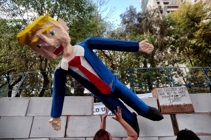 A protest against Donald Trump's inauguration in Mexico City on Jan. 20.