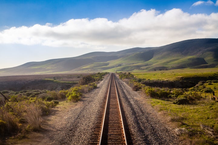 The Coast Starlight travels these tracks near Lompoc. 