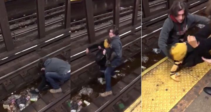 A 29-year-old man is being hailed as a hero after rescuing someone off the New York subway tracks.