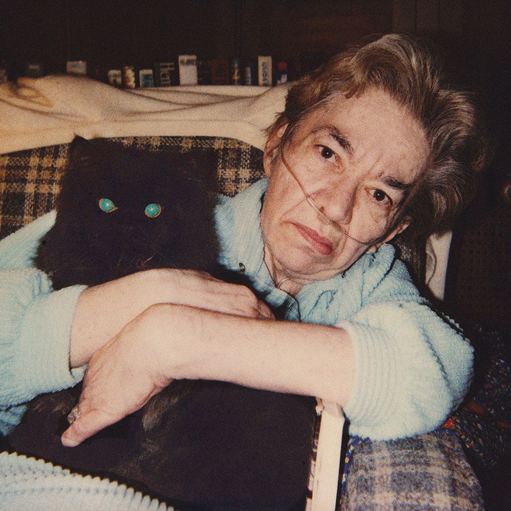 "Mom with her last cat, Max Katz,1985."