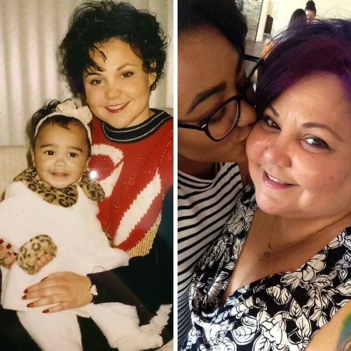 Francesca Pfeiffer and her mom Caridad back in the day and today.