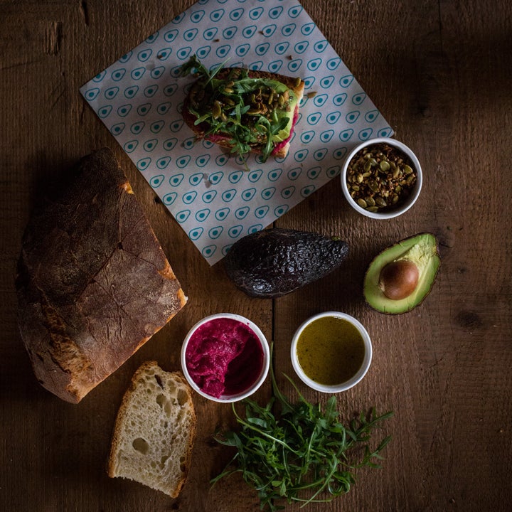 Avocaderia's beet hummus toast. 